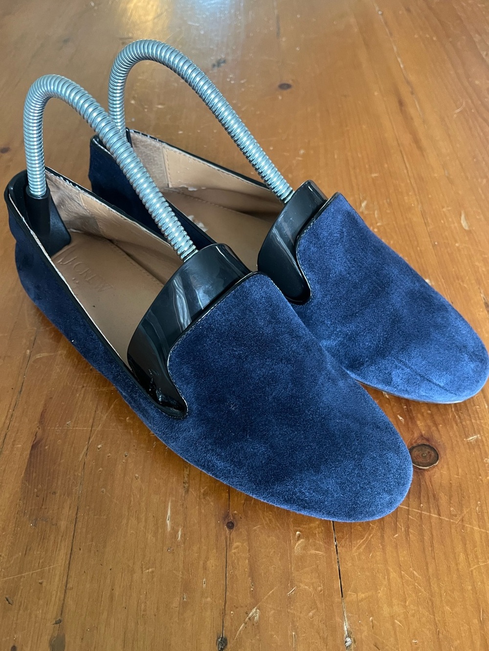 J. Crew Addie Navy Blue Suede Smoking Slipper Flat Loafer